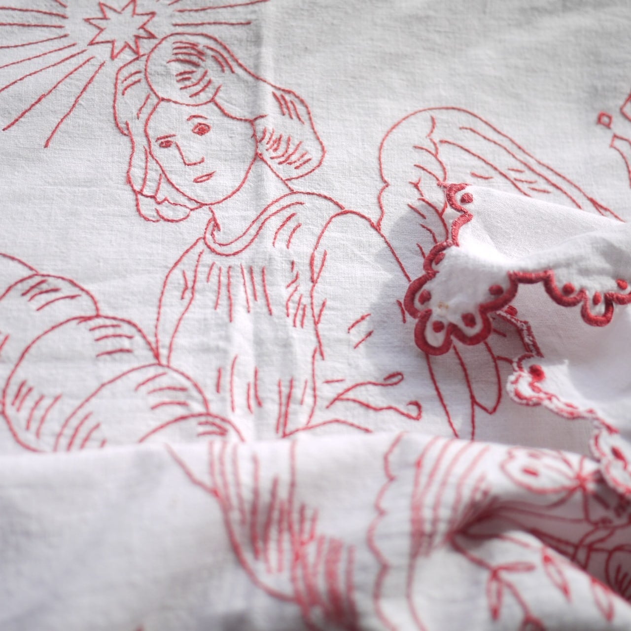 レッドワーク刺繍 天使 ドイツ