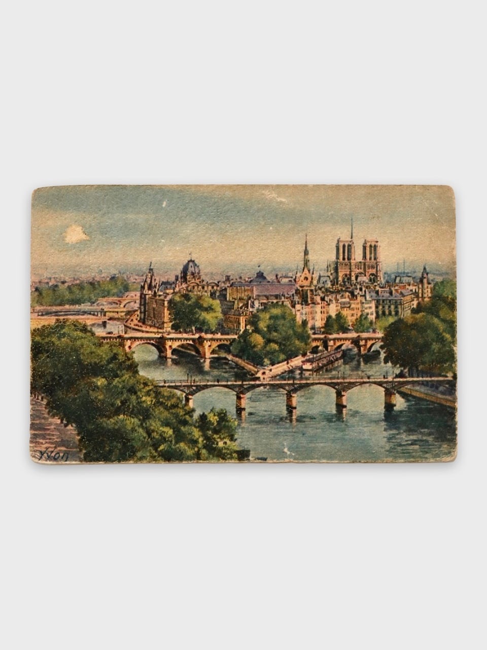 古い絵葉書(シテ島 ノートルダム 風景画)|Vintage Postcards from Europe