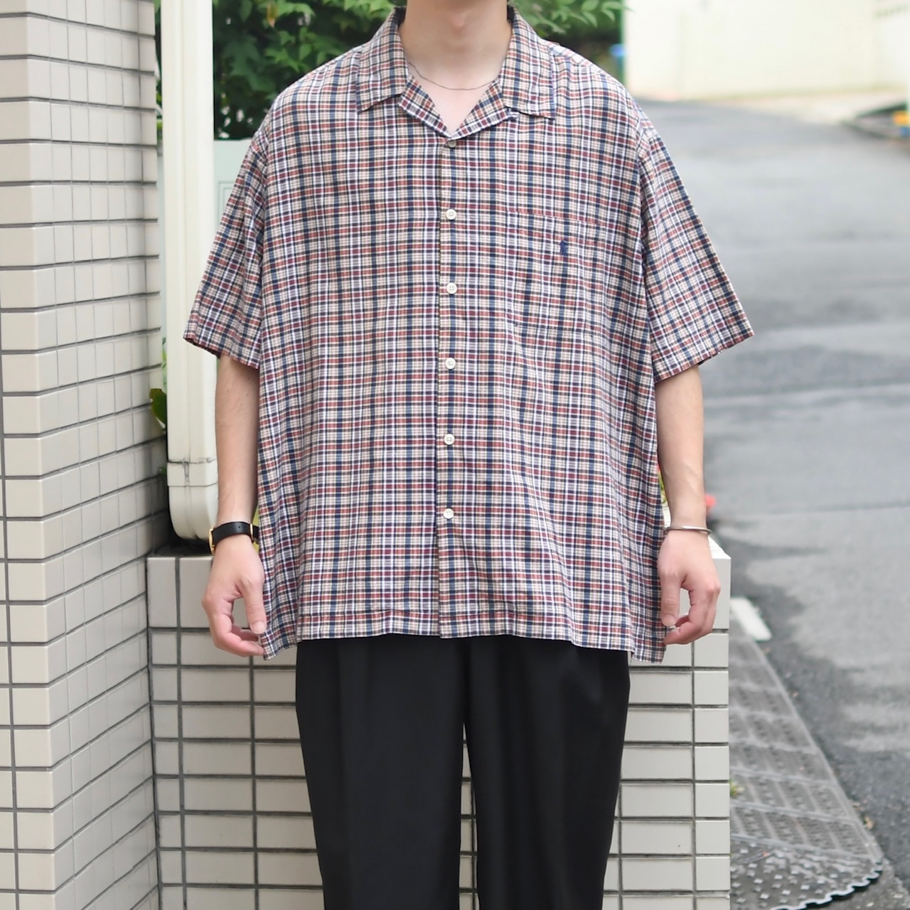 POLO RALPH LAUREN ADAMS check open collar shirt