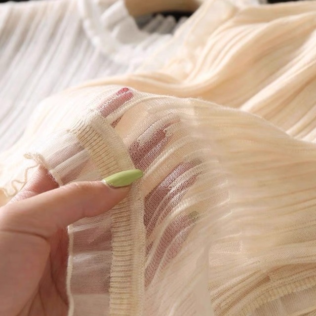 《mom》frill sheer sleeveless T