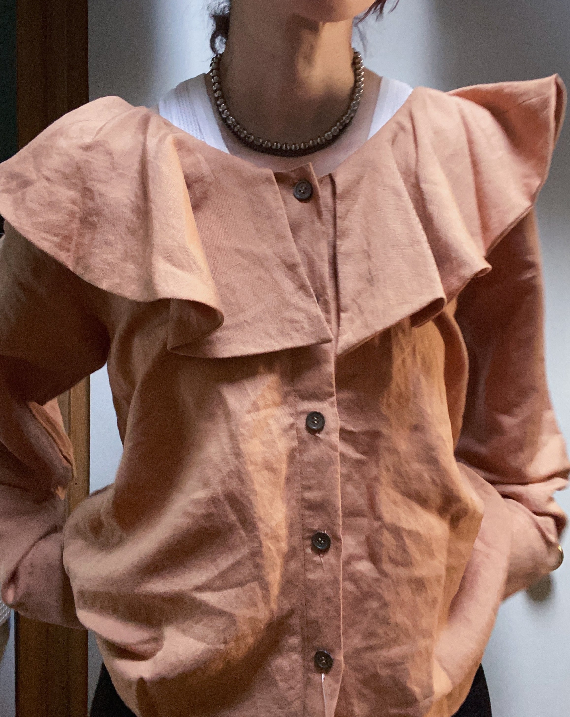 【MADE TO ORDER】big frill collar shirt / orange sherbet