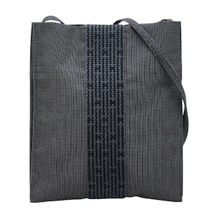 エルメス エールライン ポシェット 斜め掛け ショルダーバッグ グレー ブラック キャンバス レディース HERMES 中古