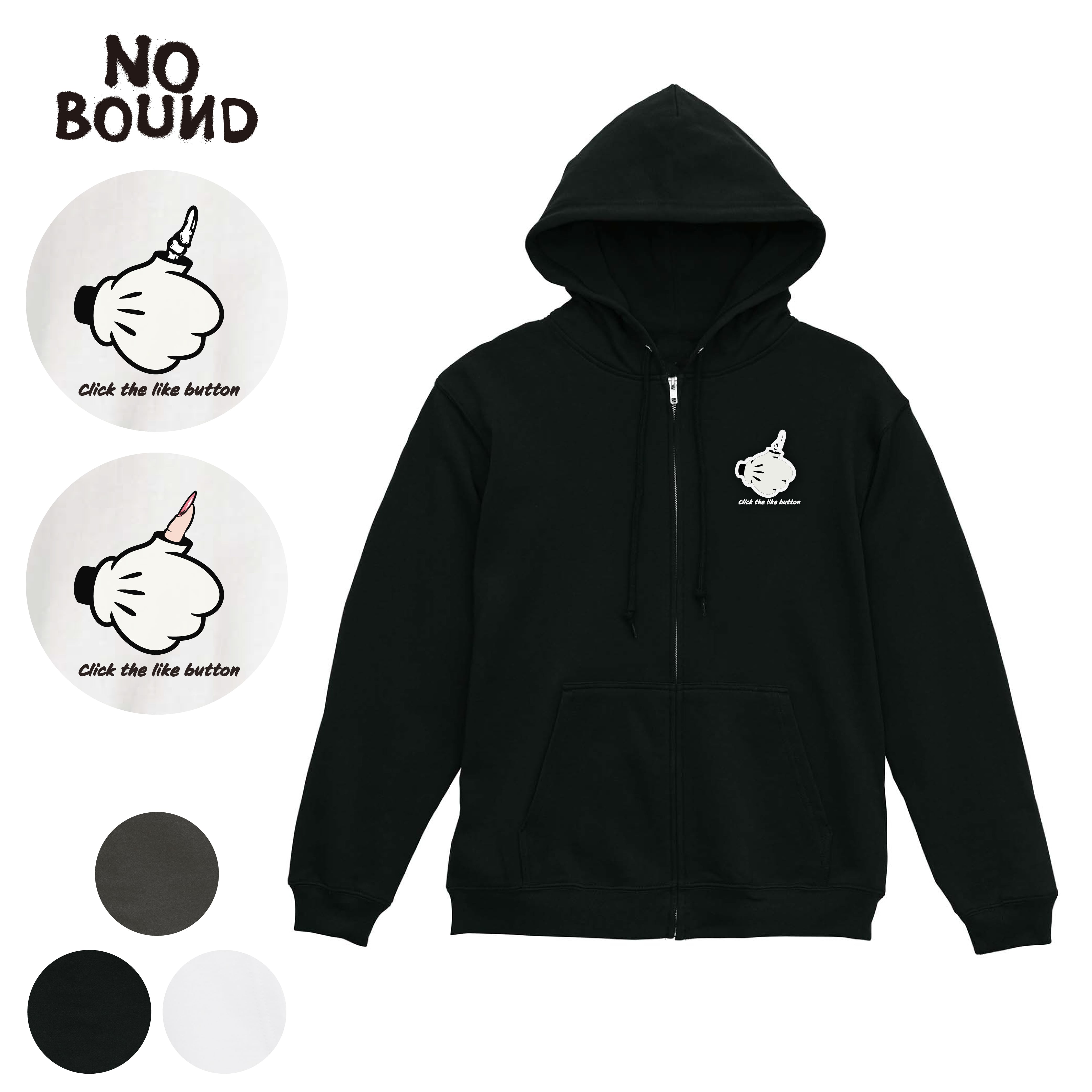 NOBOUND（ノーバウンド） ジップパーカー スウェット サムズアップ