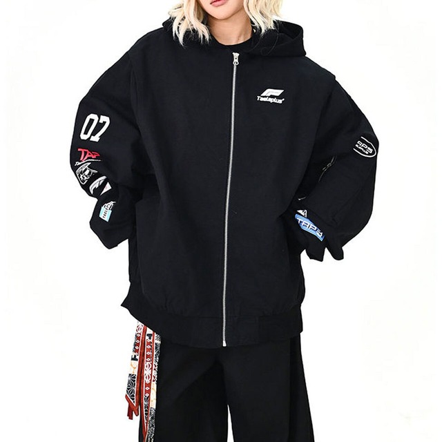 アスレチックロゴミックスフーデッドブルゾン 2col   R01444