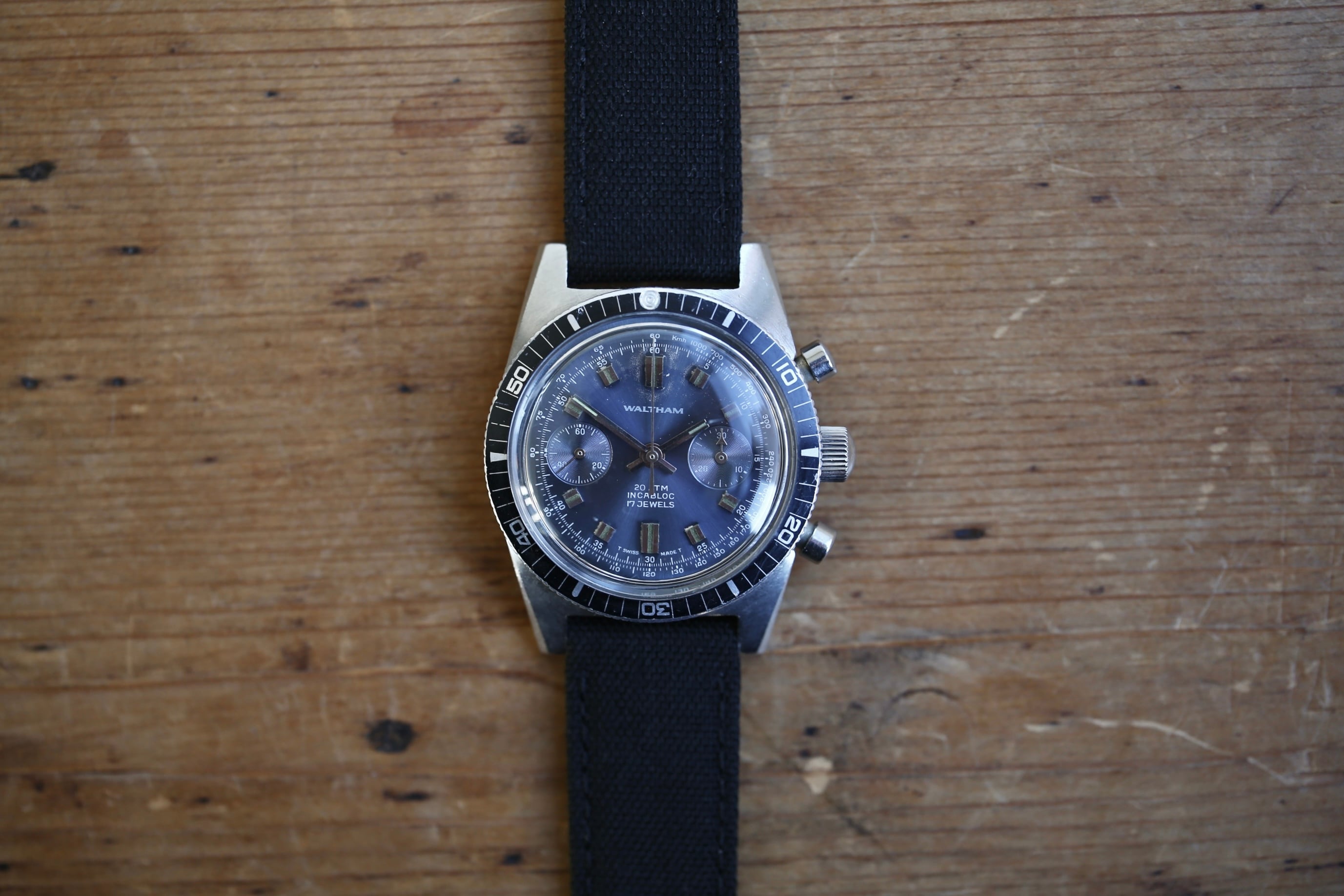 Waltham】1960's ウォルサム クロノダイバー 20気圧防水 ブルー
