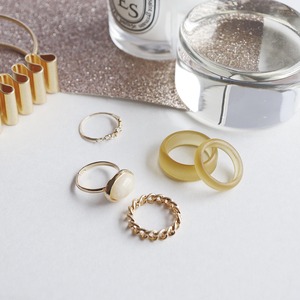 SET RINGS || 【通常商品】 EARLY SPRING CLEAR RING SET D || 5 RINGS || YELLOW×GOLD || FBA071