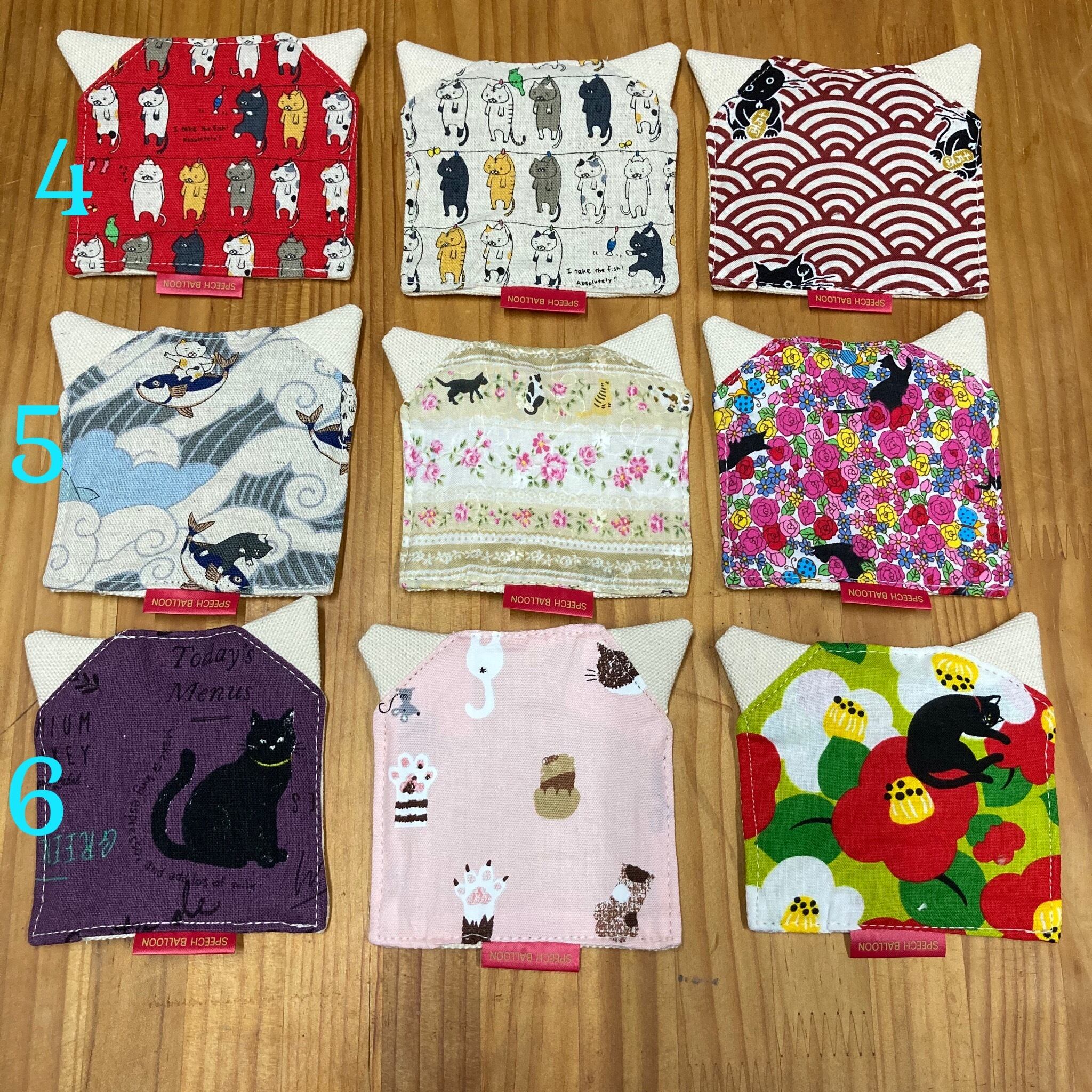 猫耳コースター 可愛い耳がついたコースター 柄の裏は帆布になっていて