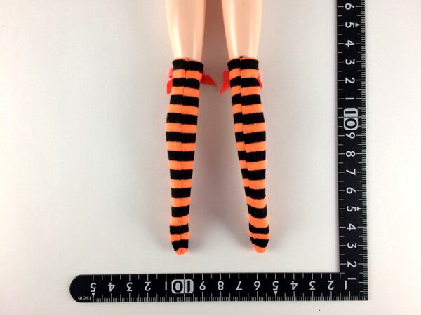 ドールアクセサリ 1/6 女性用 靴下 ストッキング 橙黒縞 BS210 - 画像2