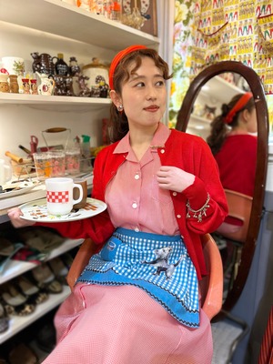 40's vintage seersucker red check dress