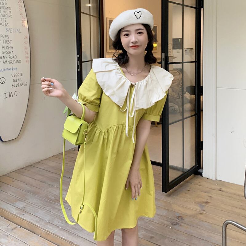 ワンピースレディース夏服韓国ファッションスリーブスカート 大人