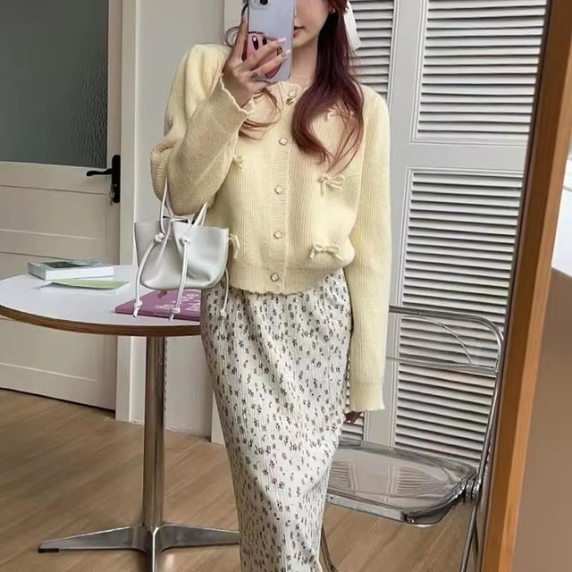 カラーリボンカーディガン