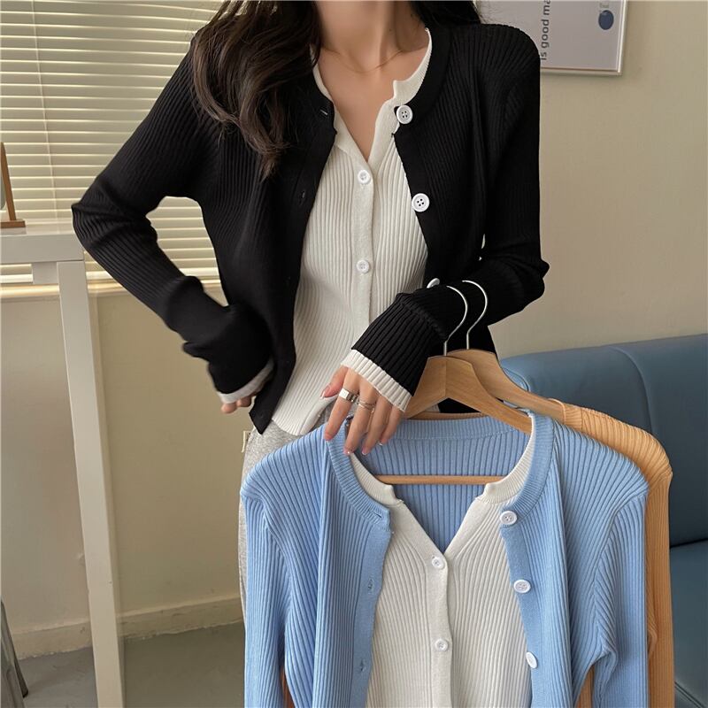 スプリングカーディガンセーター コート ニットスリムブルートップス ロング 春物 1号婦人59225500965