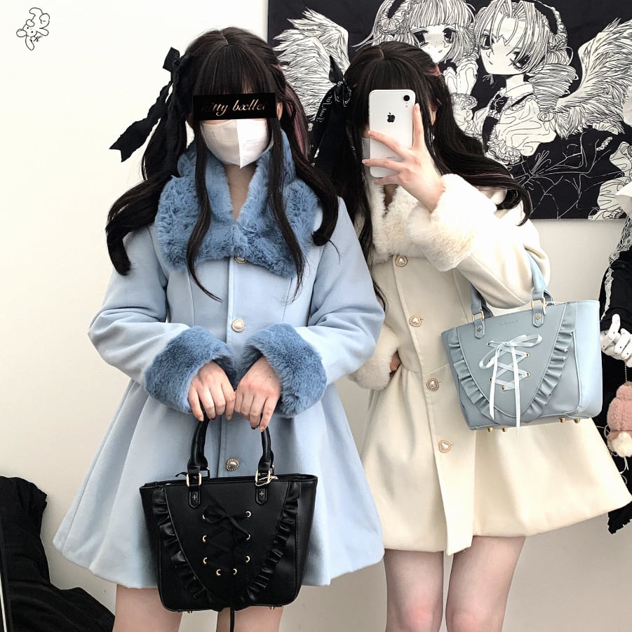 名作•美品【ピコレース×フリル】カネコイサオ／リボン＆フーデッド 