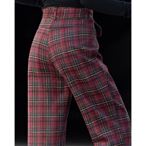 チェック柄 テーパードフルレングスパンツ   F0103