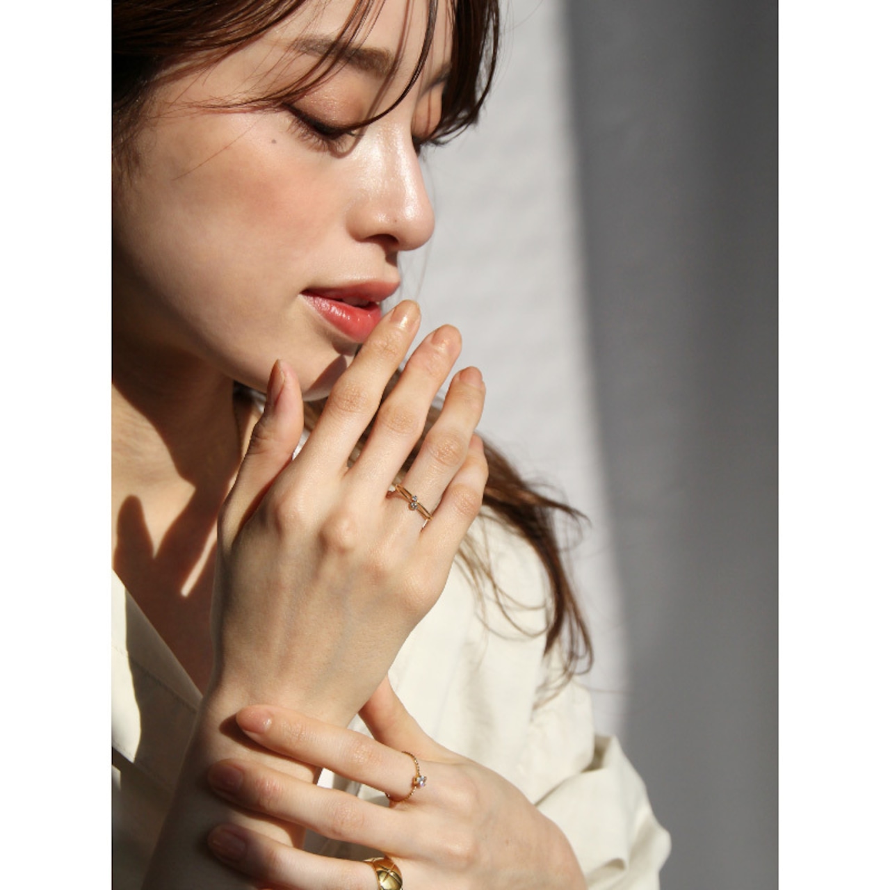 【ネコポス便】リング 選べるデザイン キュービックジルコニアポイントリング シンプル 金属アレルギー サージカルステンレス つけっぱなし 金アレ対応 レディース 華奢 2049