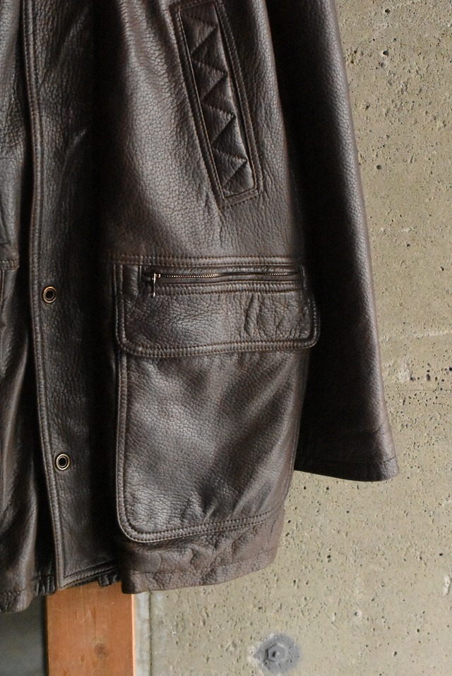 OK／80-90's "Skipper's" lambs skin leather hunting coverall