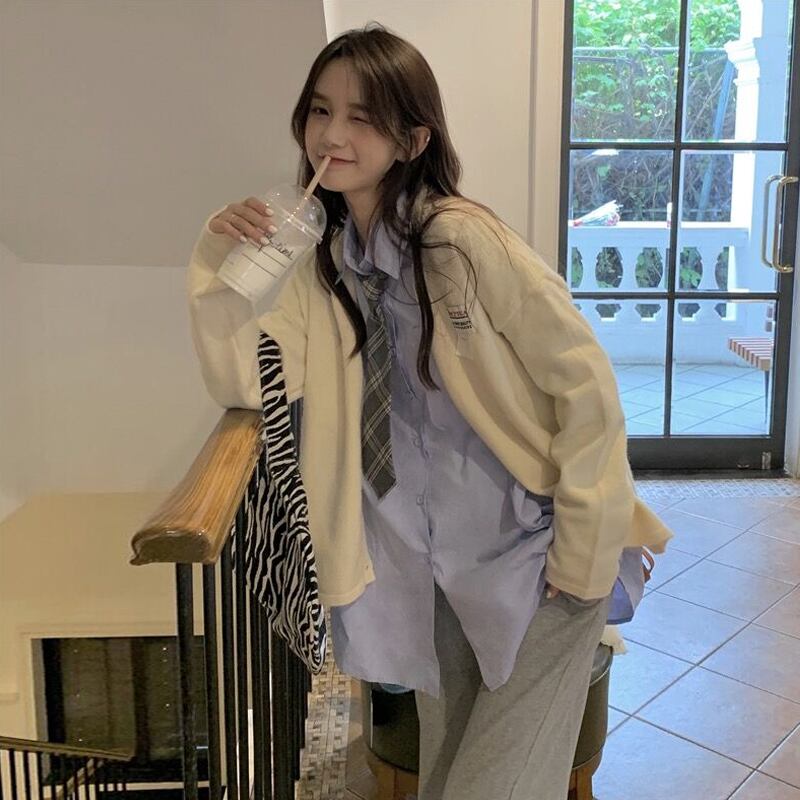 Vネックカーディガンセーター レディーススプリングルーズ薄手ニットジャケット ロング 大人ガーリー スウィート キュート カジュアル 春物 試着室20597900824