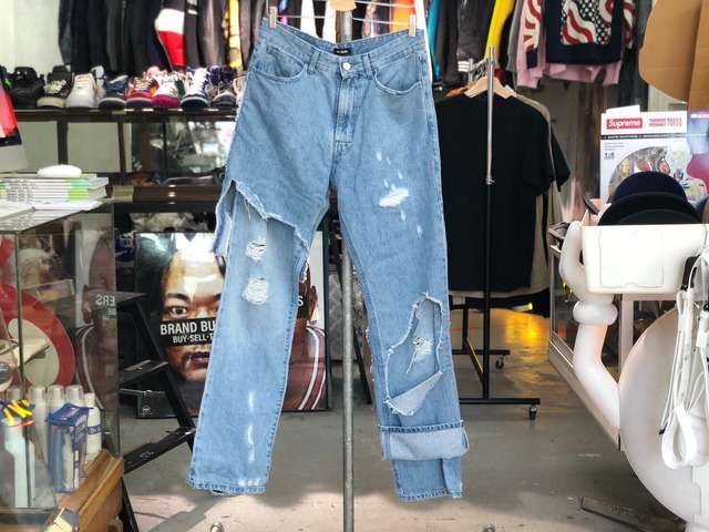 RAF SIMONS 19AW OVERSIZED DESTROY LAYERD DENIM 29 INDIGO 280JI8665