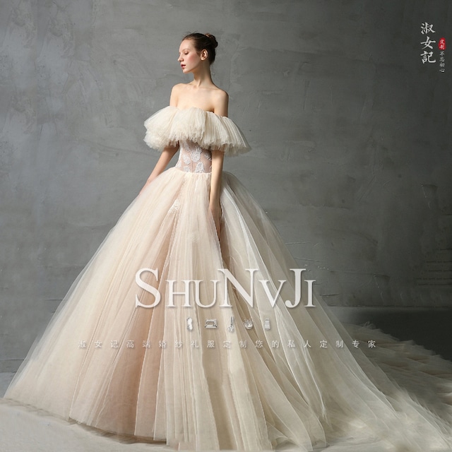 ウエディングドレス ソフトチュール プリンセスライン 可愛い 花嫁 ウェディングドレス オーダーメイド Cinderelladress