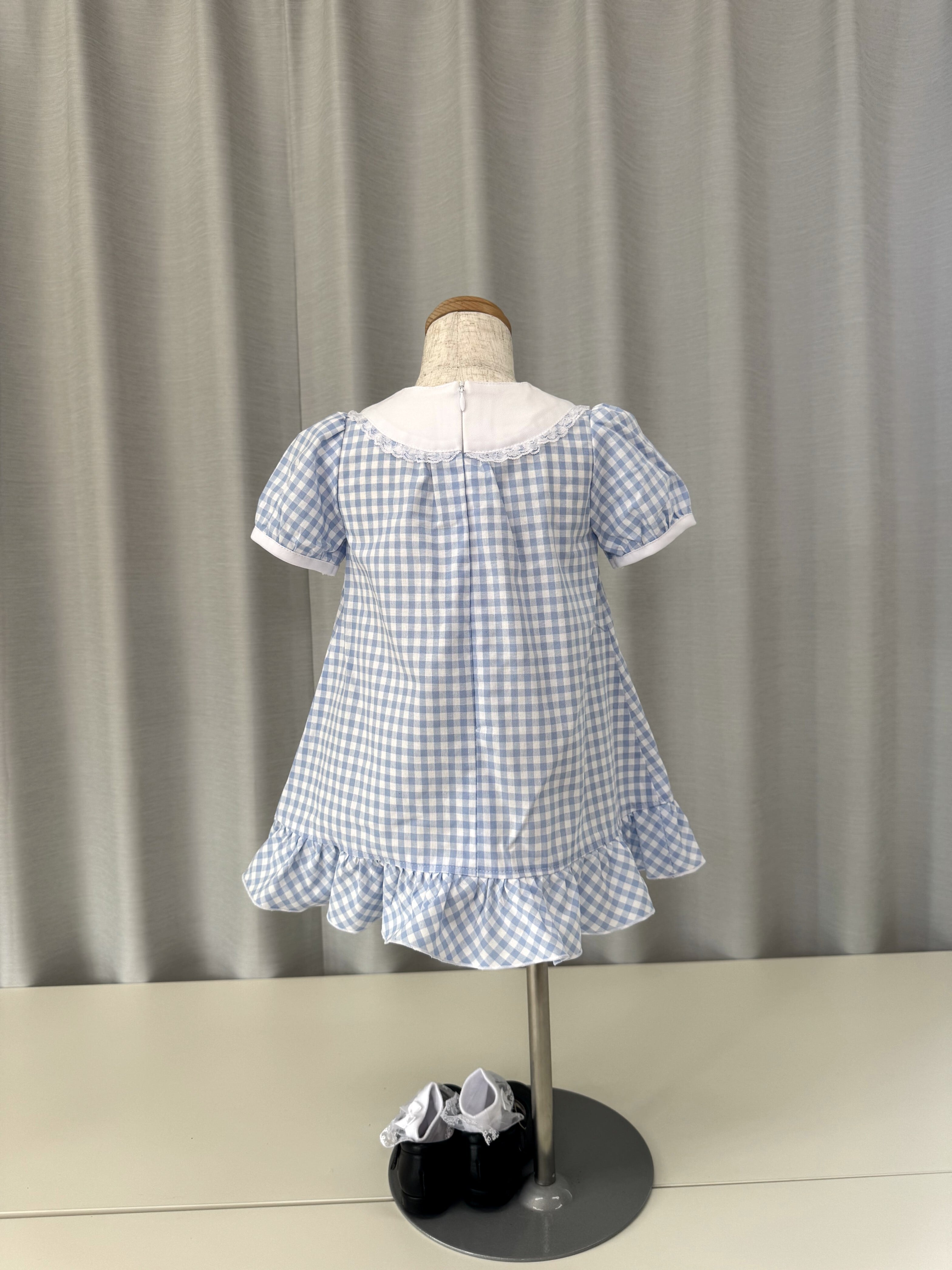 キンガムチェックワンピース 半袖 ブルー | FELICE Kids