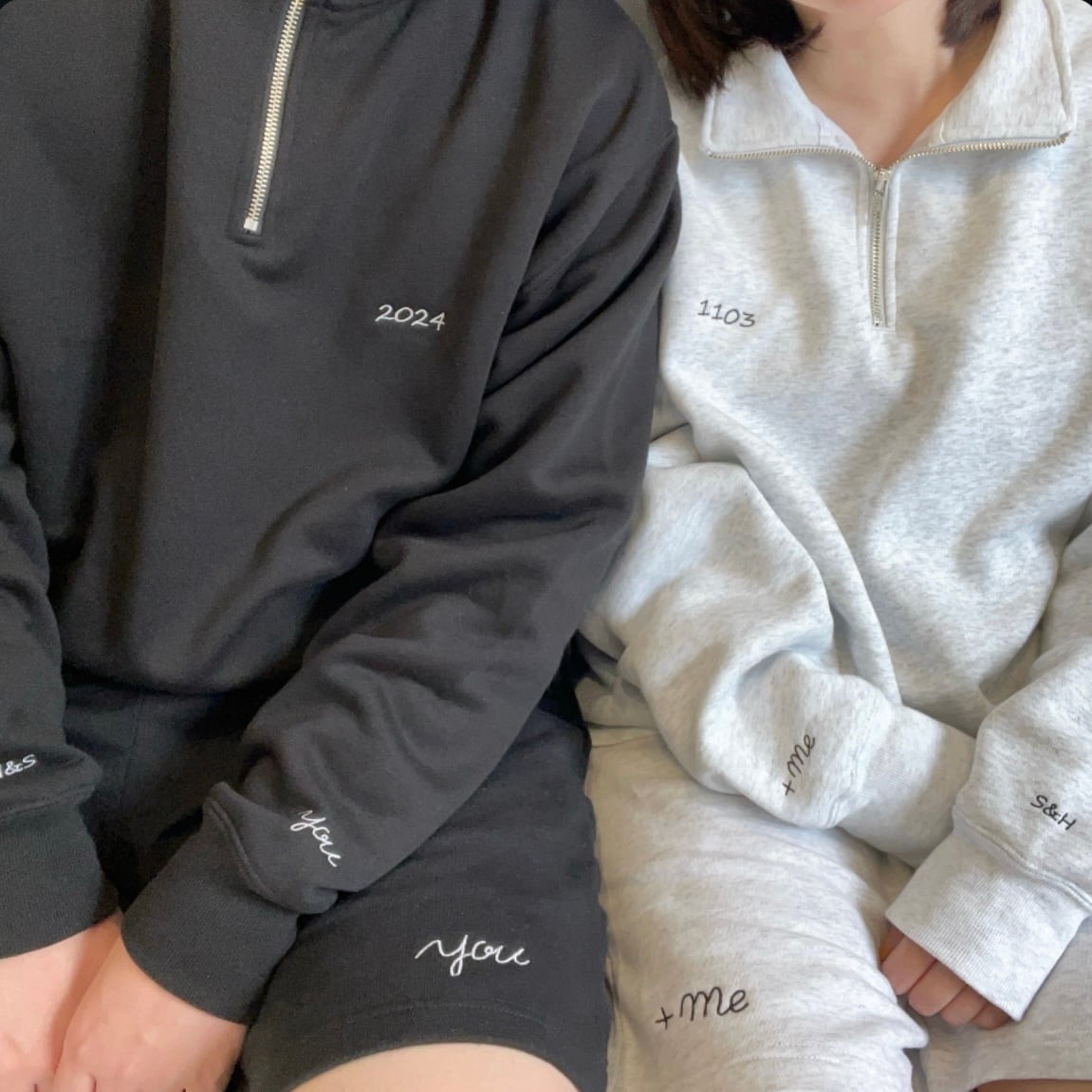 ふたりの大切な記念日orお名前 ハーフジップスウェット | us_samecloth