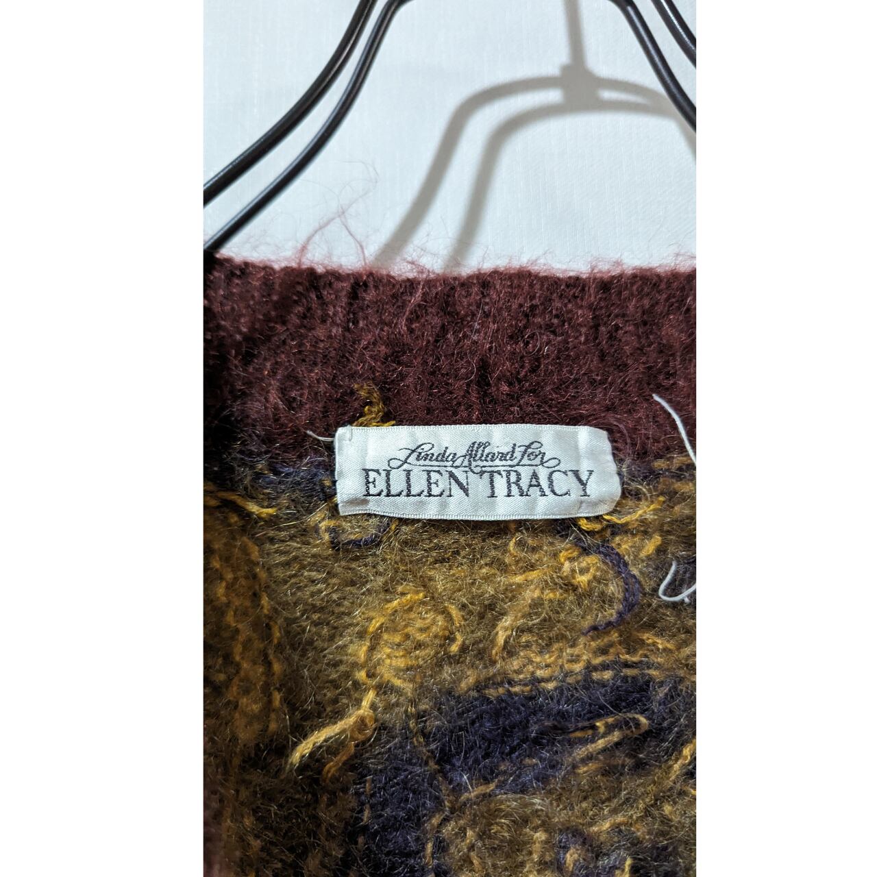 モヘアカーディガン 古着 ネイビー ブラウン 総柄 PA4 | Pickle 