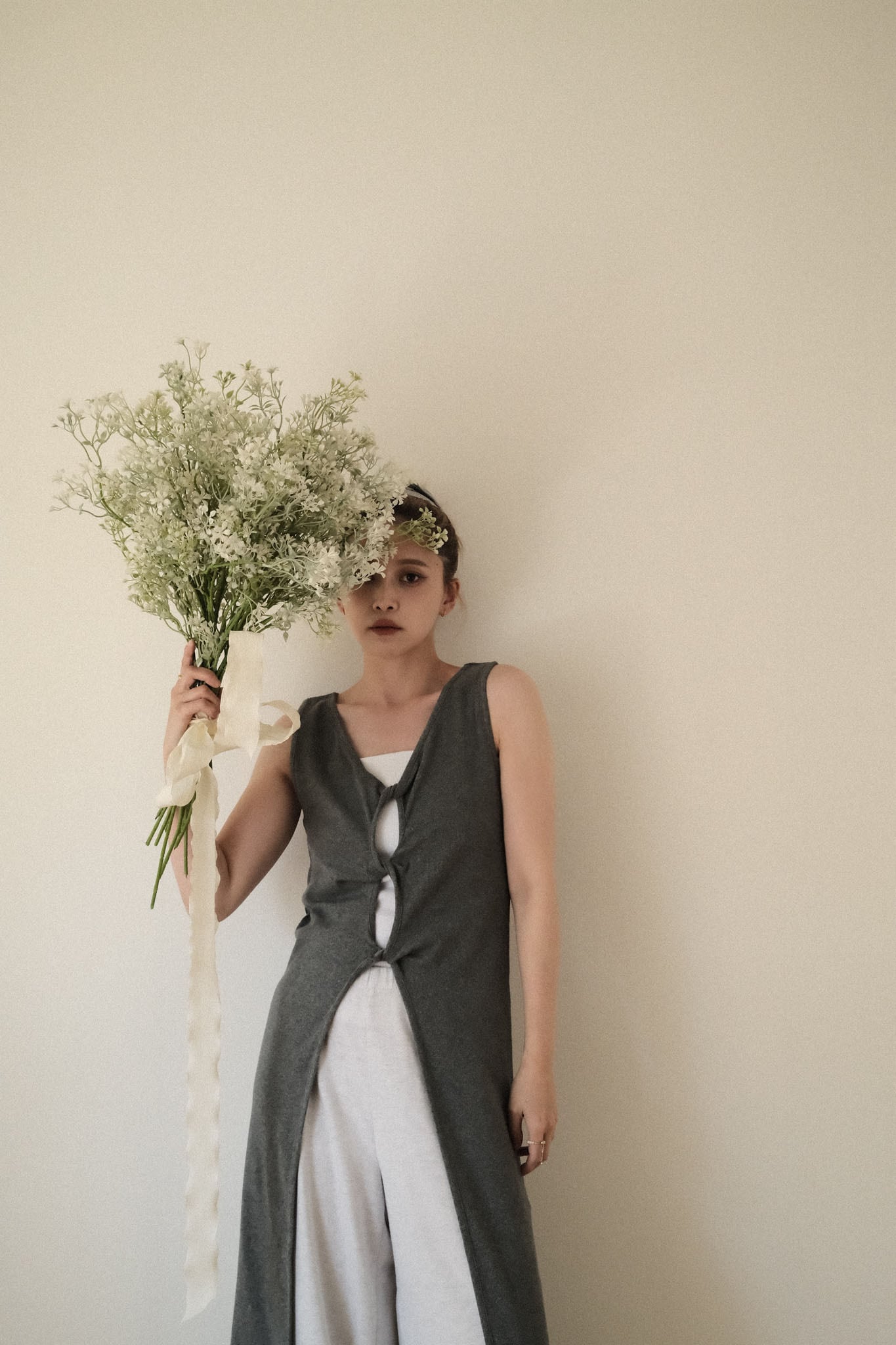Ribbed Design Dress/リブデザインドレス/Gray