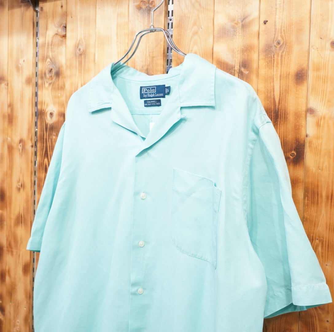90s ralphlauren caldwell シルクリネン オープンカラーシャツ L 90s ralphlauren caldwell シルクリネン オープンカラーシャツ L