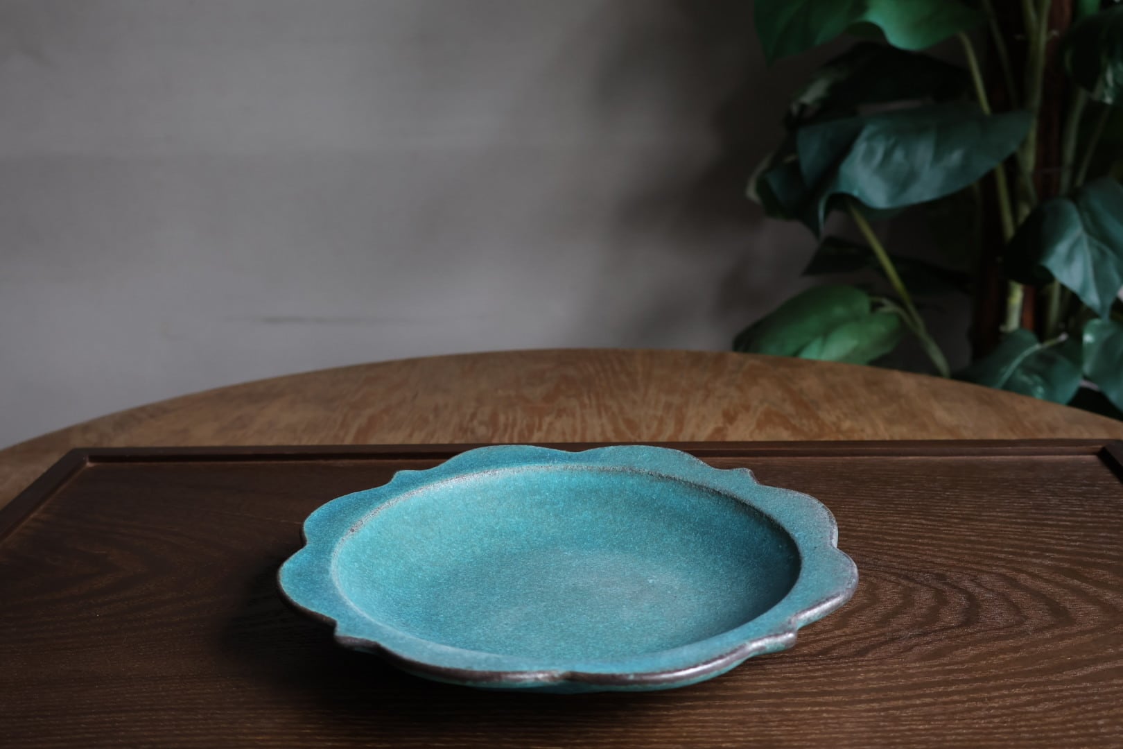益子焼 わかさま陶芸 太陽のお皿(小) シャビーターコイズ