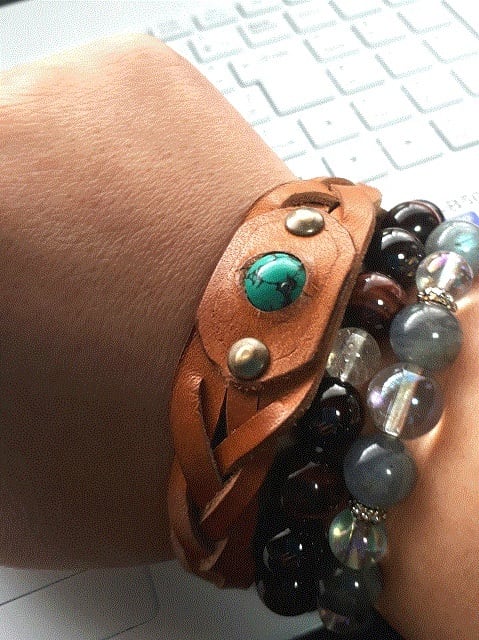 天然石　ブレスレット　＊No. 568＊ハンドメイド　パワーストーン　編み パワーストーン革五つマジック編みブレスレット | クラフトレザー