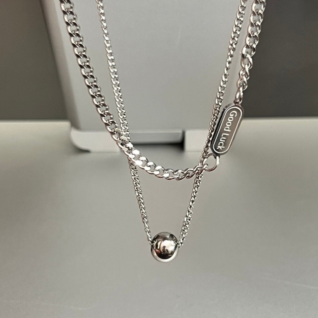 simple double chain necklace　シンプルダブルチェーンネックレス　J1441