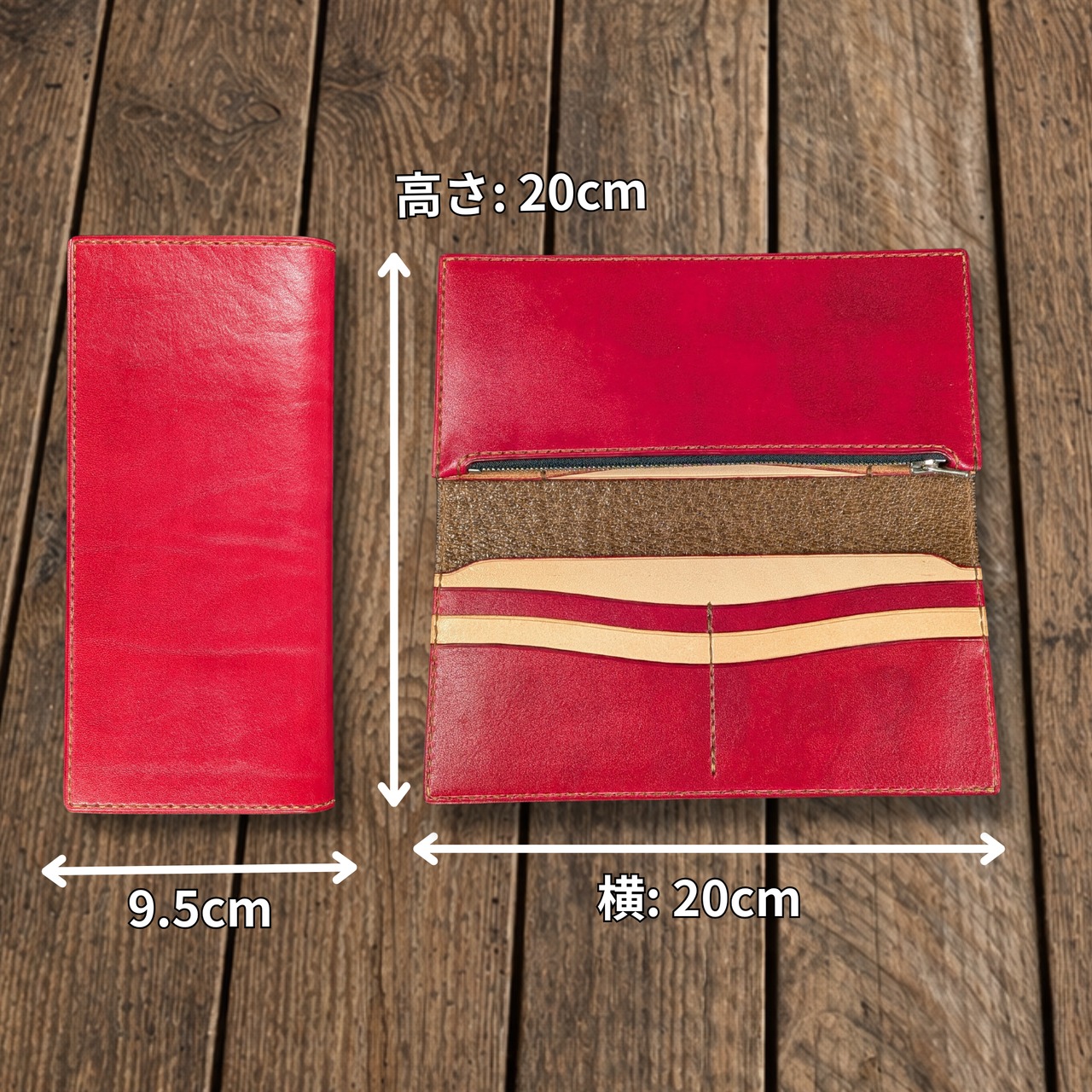 【一点もの】撮影使用モデル｜ハーマンオークレザー　長財布・画像6