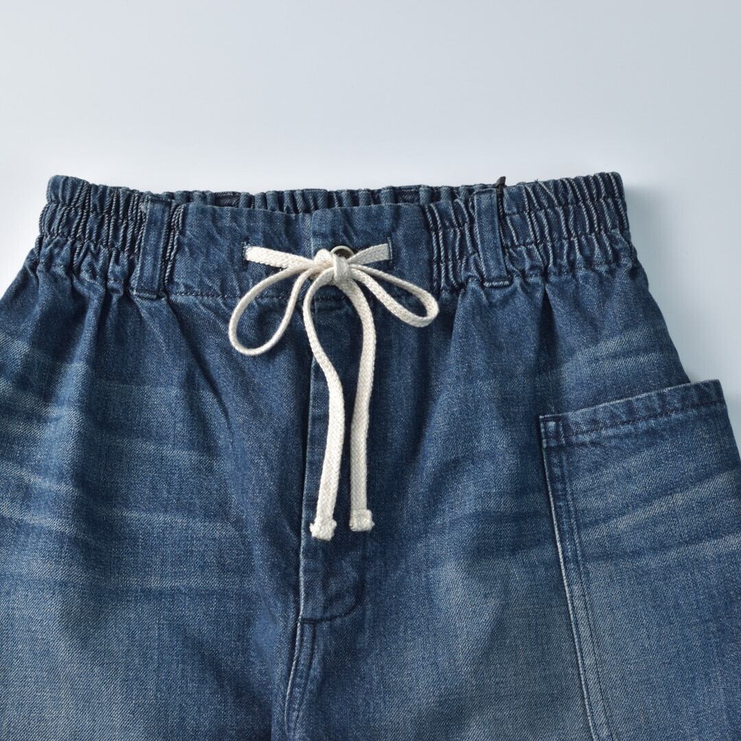atelier naruse アトリエナルセ コットンデニムバルーンパンツ ウエストがゴムとドローコードで調整できる