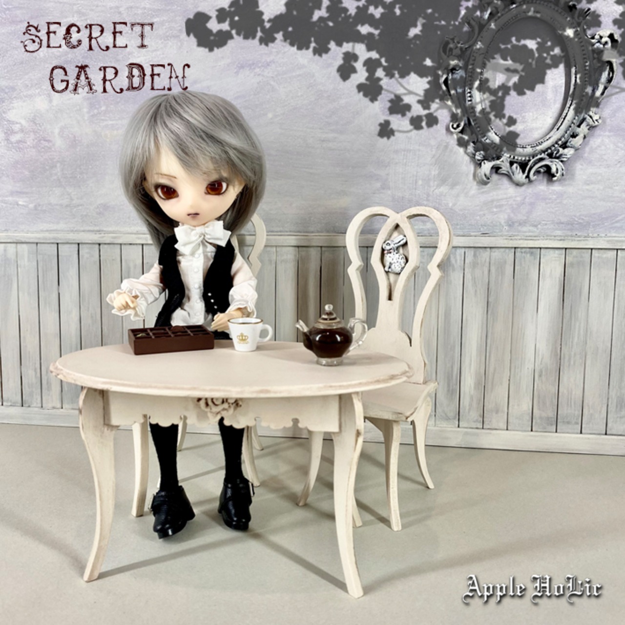 テーブル&チェア M　Secret Garden Cream_Coffee set・ 秘密の花園 クリーム コーヒーセット  (ミディブライス ruruko ハルモニアブルーム サイズ )