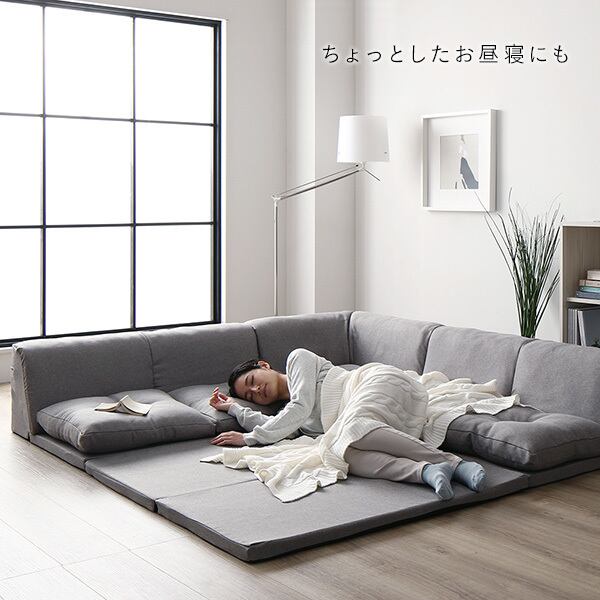 日本製 フロアマット付き ソファセット 【ブルー 】麻風織り生地 日本製 フロアマット付き ソファセット 【ブルー 】麻風織り生地