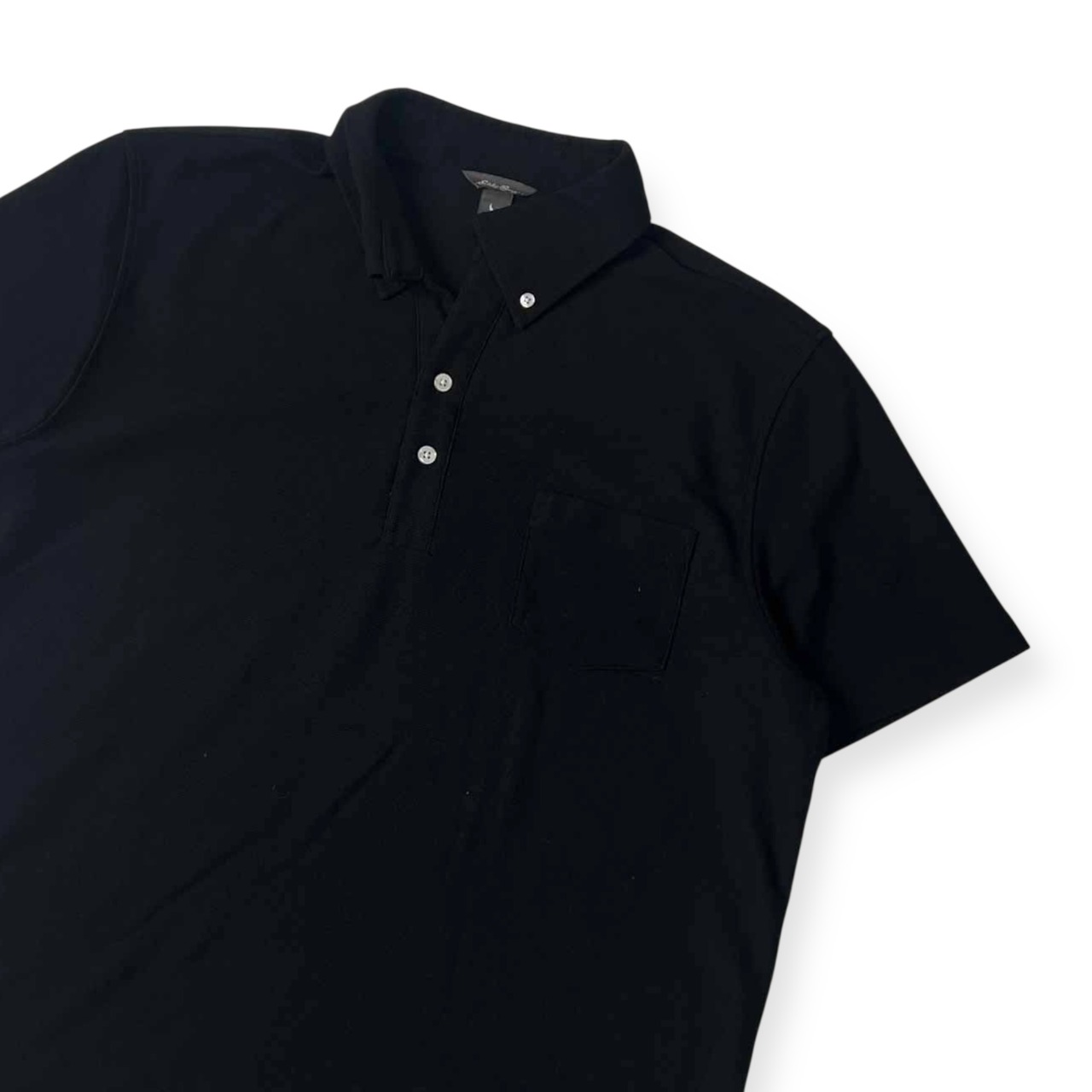 Eddie Bauer エディーバウアー スキッパー  BD 半袖ポロシャツ XL/ブラック/鹿の子