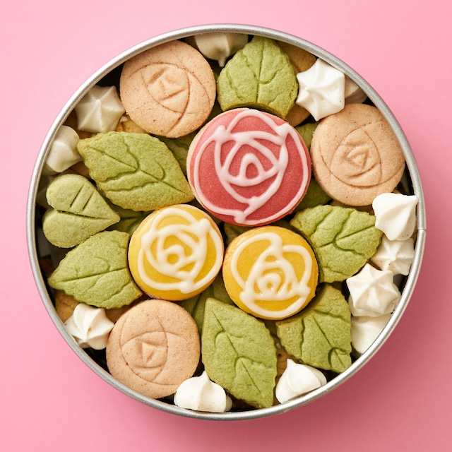 2月のバラの花Cookie缶