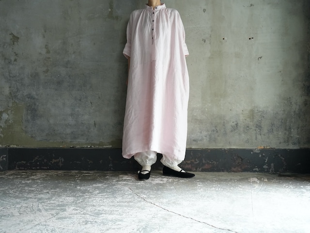 Honnete FOR poefu Irish Linen New Gather Dress「powder pink」「kimi no yellow」