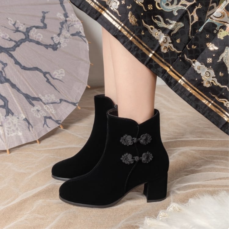 チャイナボタン　ショートブーツ　2カラー　YS00089