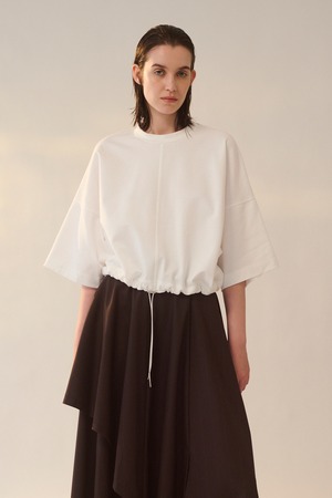 Draw Cord Hem Cropped T / ｼﾙｹｯﾄﾐﾆ裏毛 / U732-T04-005