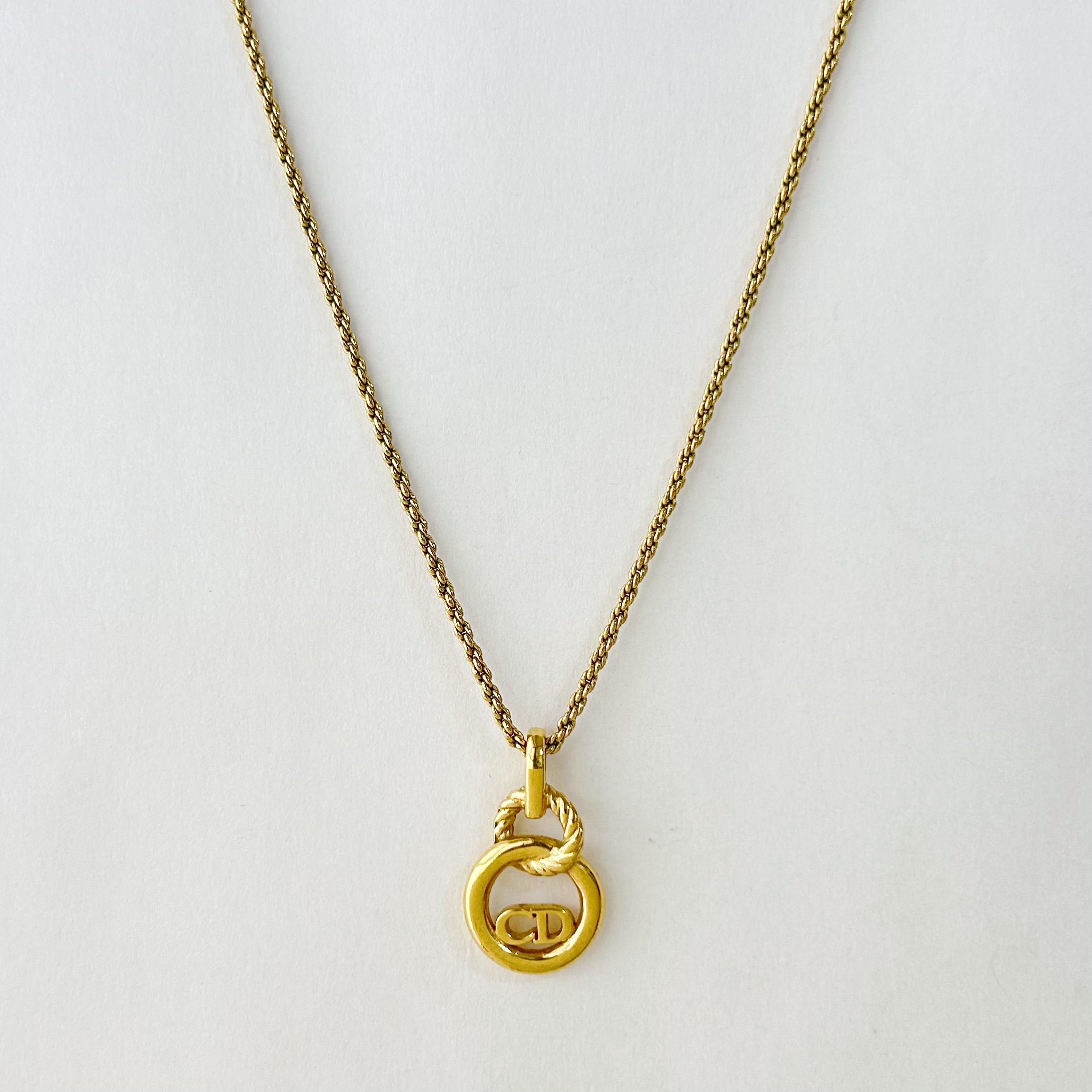 N6010】Christian Dior double circle necklace/クリスチャン