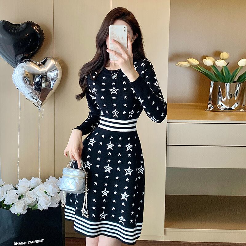 【dress】ジャカードニットワンピース M28361