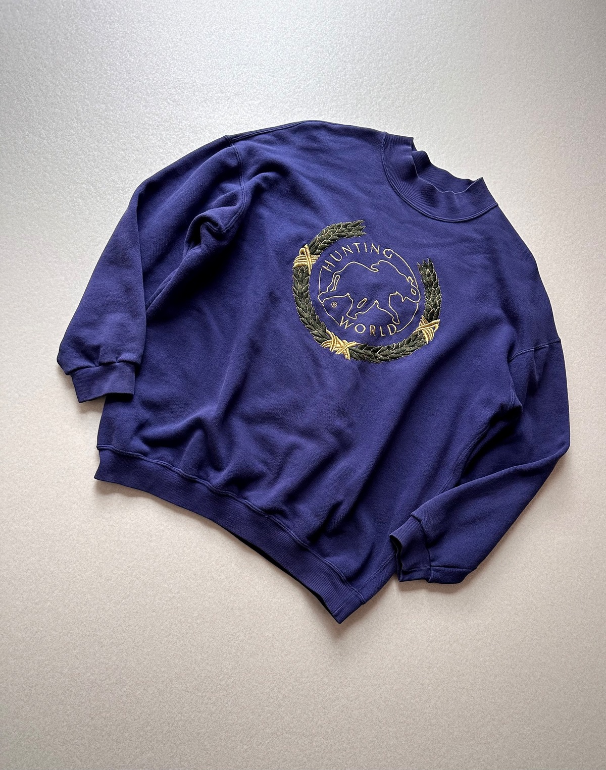 90s〜 ITALY製 “ HUNTING WORLD ” BIG-LOGO HI-NECK SWEAT OLD VINTAGE 
