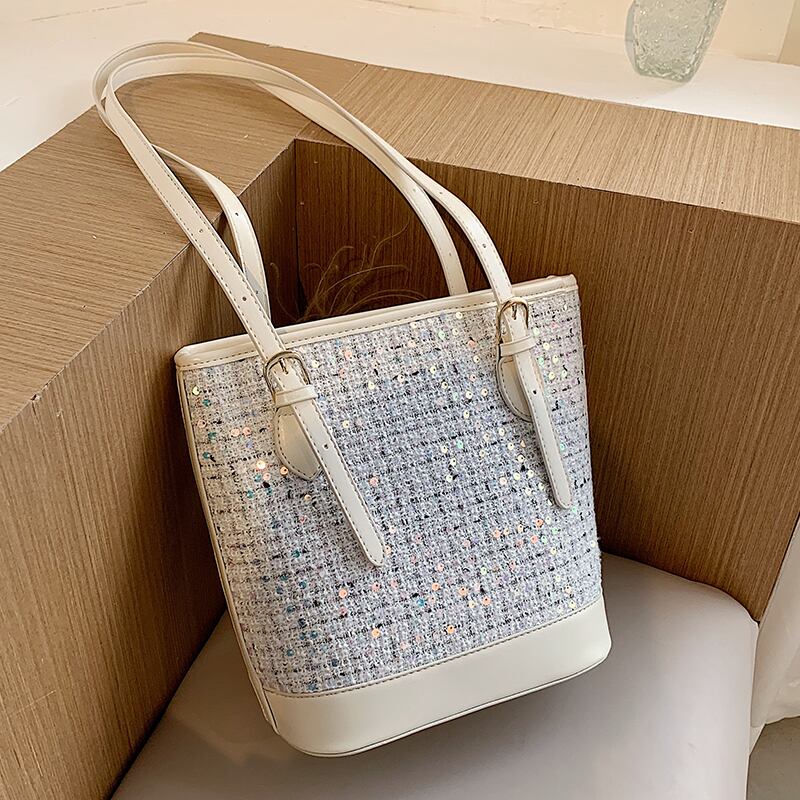 女性用大容量バッグ、女性用バッグ、2020年の新しい流行のファッションオールマッチウールクロスショルダーバッグネットレッドエインエアバケットバッグ Tiancai_Wing_Bag4576077112