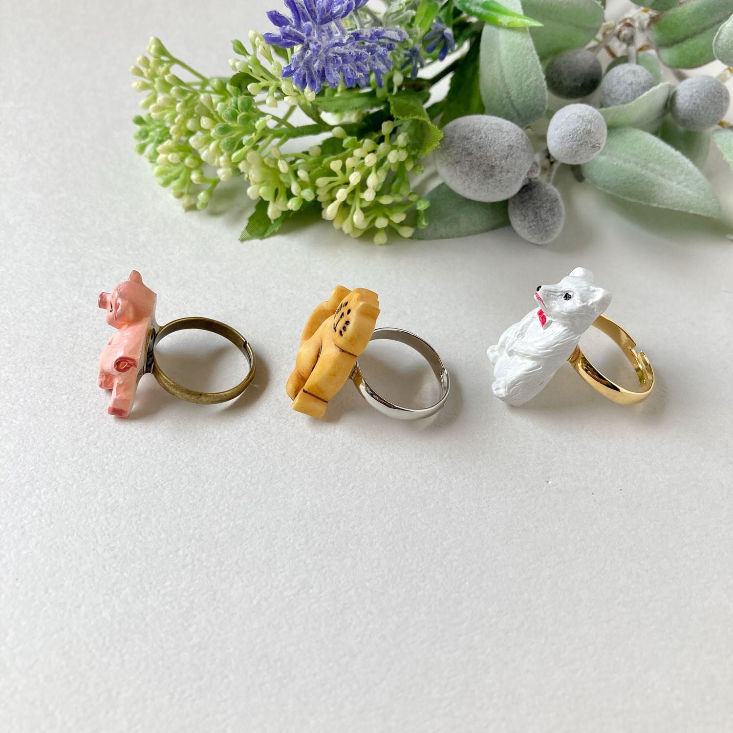 フランスボタンのアニマルリング | Dua-アクセサリーパーツショップ