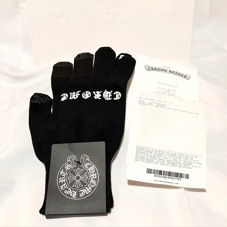 CHROME HEARTS クロムハーツ WORK GLOVES ロゴ グローブ 手袋 ブラック