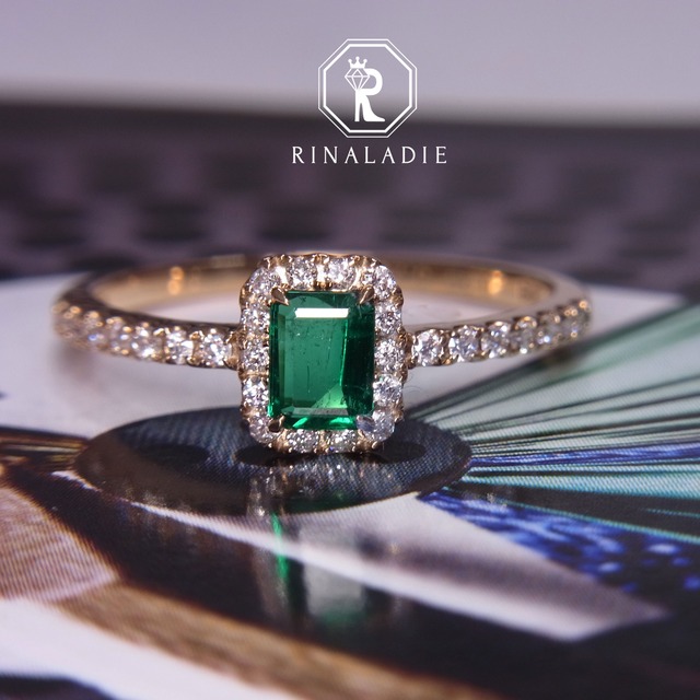 大特価★K18PG天然エメラルド★「ピンクゴールドのジャルダン」リング