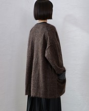 MAYKAM - MOHAIR STAND COLLAR JACKET :BROWN|キッドモヘア/二重袋編みスタンドカラー