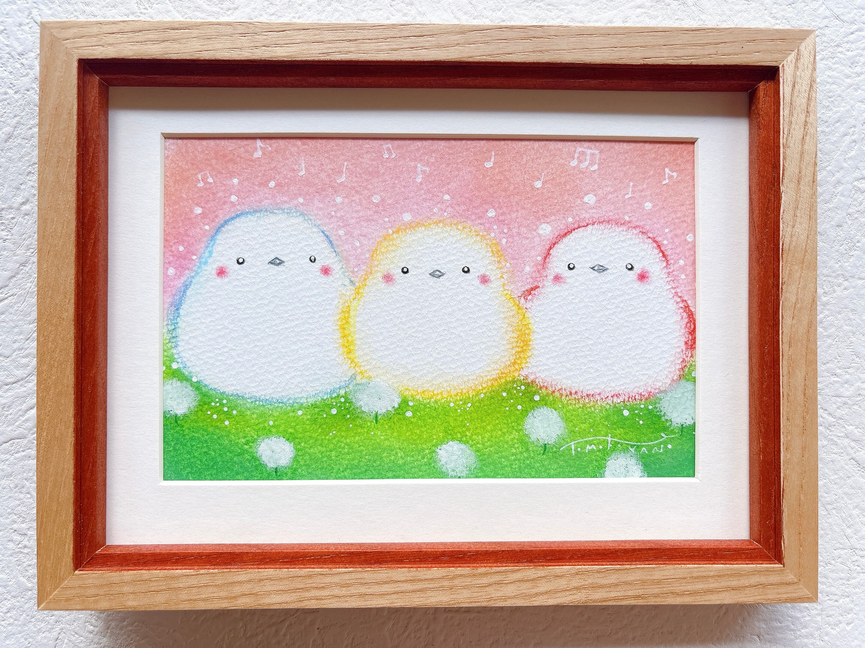 一点もの原画【温厚篤実だるまとシマエナガ】ホスピタルアート