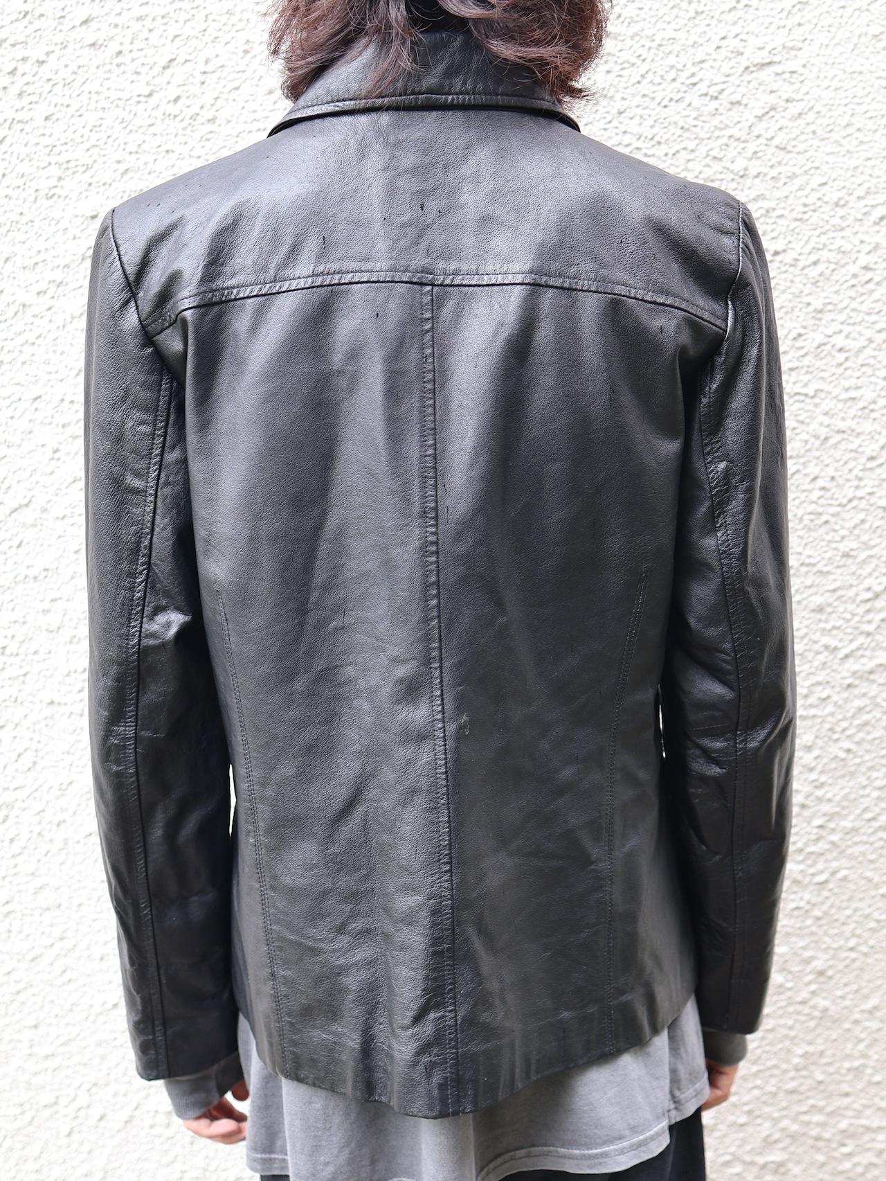 minimal zip up leather jacket